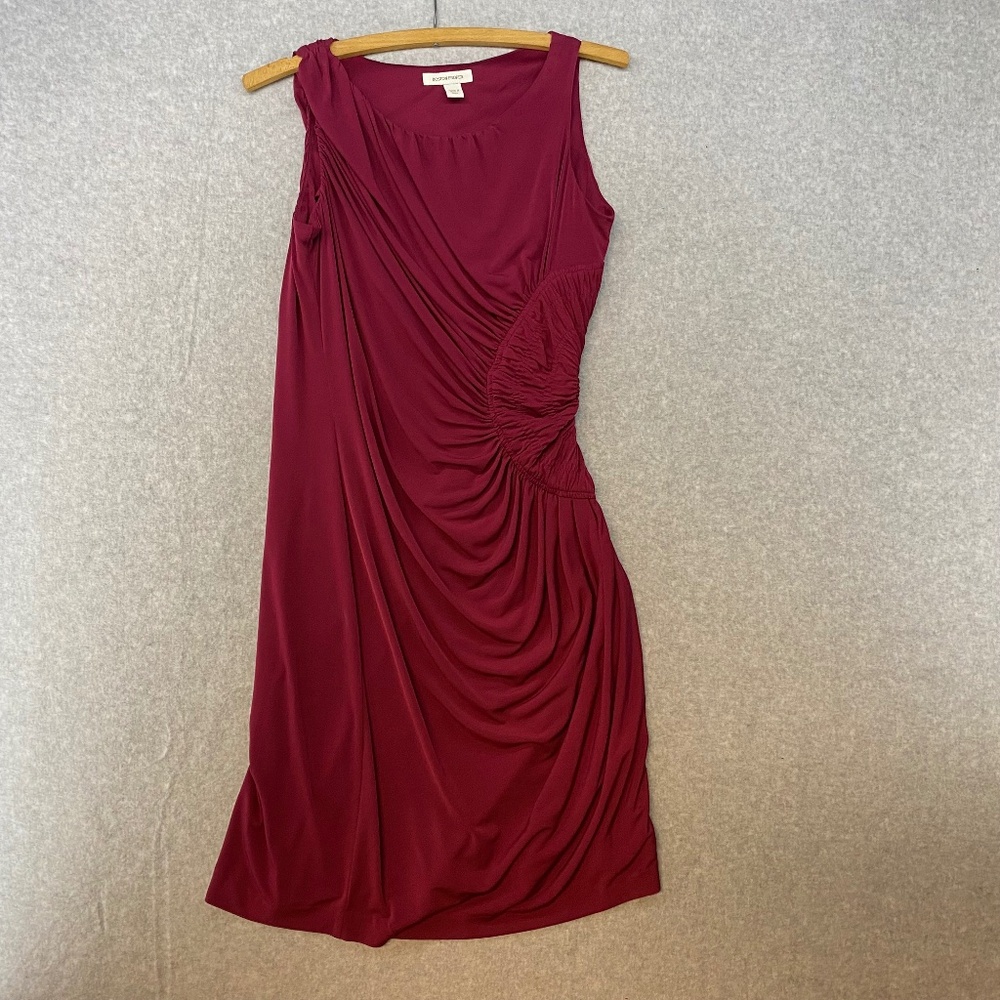 Bostom Proper Size 4 Sheath Dress • Asymmetrical Ruching • Cranberry